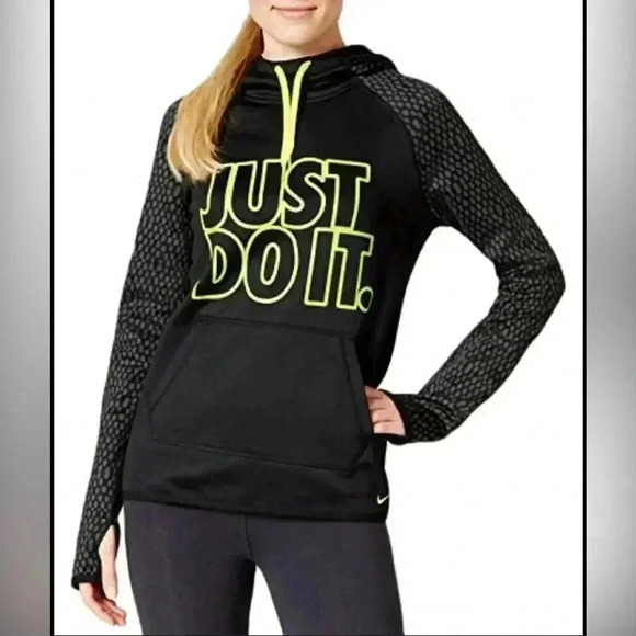 Nike  Therma-FIT Just Do It Hoodie, Black/ Anthracit/ Volt, large - Picture 1 of 8